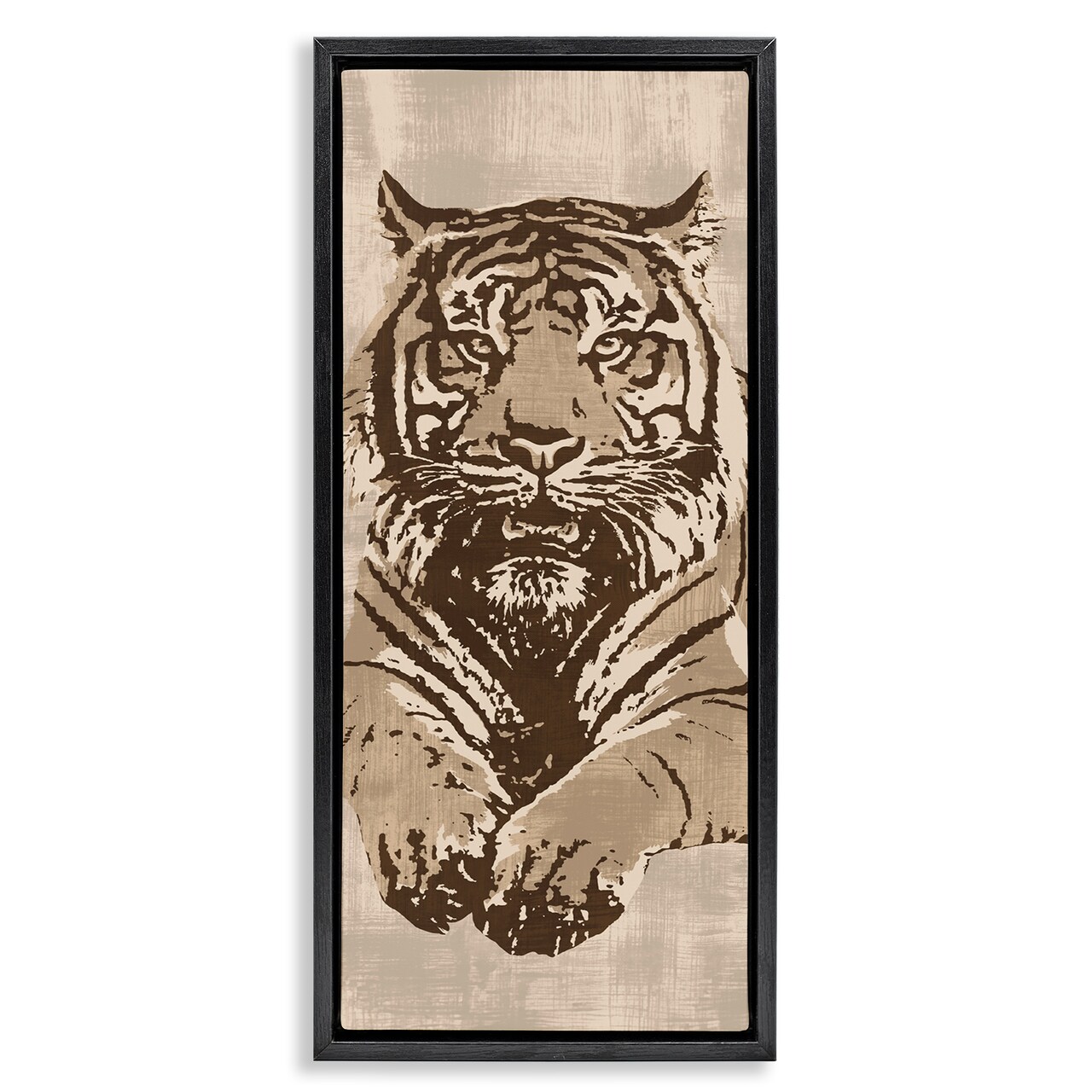 Stupell Industries Fierce Tiger Baring Teeth Framed Floater Canvas Wall Art Design by Andrew Cooper
